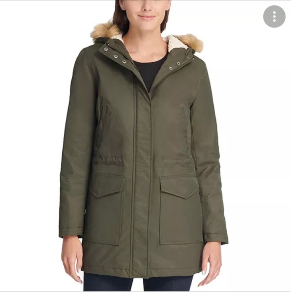 Levis Hooded faux fur trim fishtale parka jacket size medium
